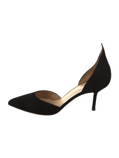 Pre-owned Francesco Russo Suede D'orsay Pumps In Black