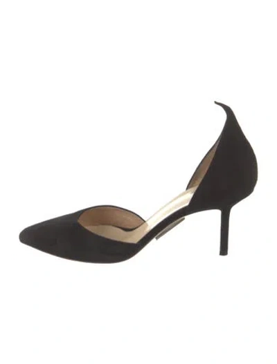 Pre-owned Francesco Russo Suede D'orsay Pumps In Black