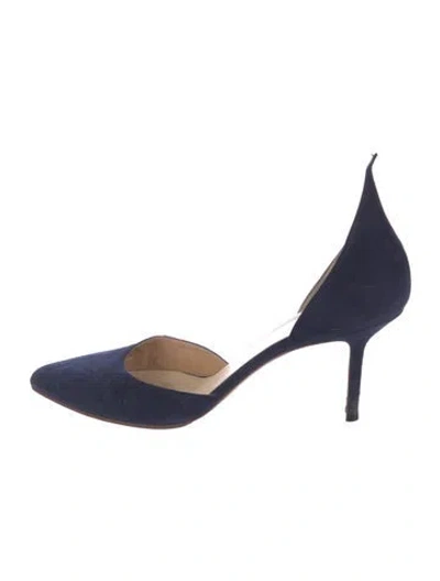 Pre-owned Francesco Russo Suede D'orsay Pumps In Blue