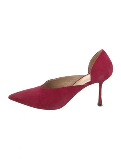 Pre-owned Francesco Russo Suede D'orsay Pumps In Red