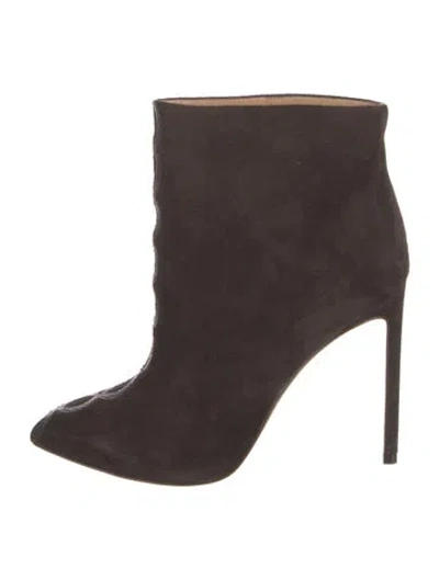 Pre-owned Francesco Russo Suede Keyhole Accent Boots In Brown