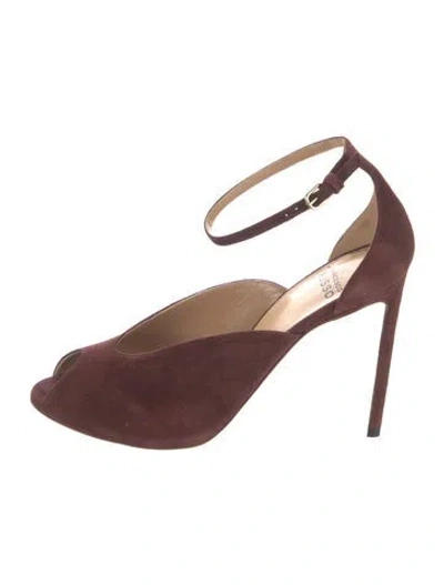 Pre-owned Francesco Russo Suede Pumps In Burgundy