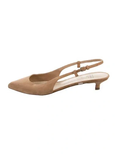 Pre-owned Francesco Russo Suede Slingback Pumps In Neutral