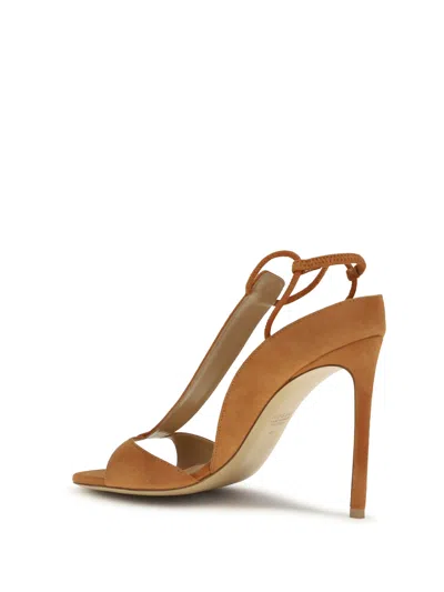 Francesco Russo Suede T-strap Sandal In Pumpkin