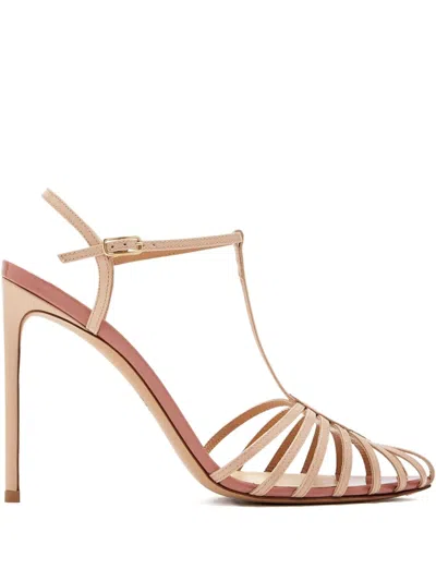 Francesco Russo T-bar Caged Sandals In Neutral
