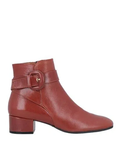 Francesco Russo Woman Ankle Boots Brown Size 10 Soft Leather