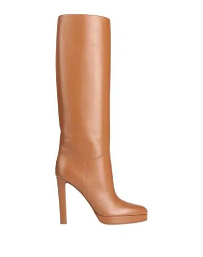 Francesco Russo Woman Boot Camel Size 9.5 Leather In Beige