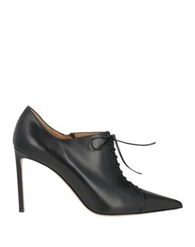 Francesco Russo Woman Lace-up Shoes Black Size 6 Calfskin