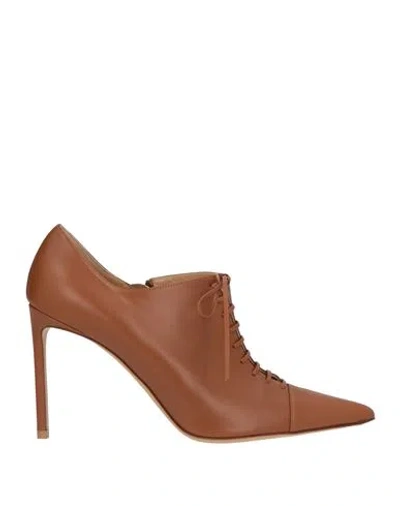 Francesco Russo Woman Lace-up Shoes Tan Size 8 Calfskin In Brown