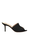Francesco Russo Woman Sandals Black Size 5.5 Textile Fibers In Black