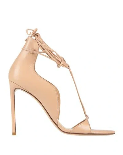 Francesco Russo Woman Sandals Blush Size 11.5 Leather In Pink