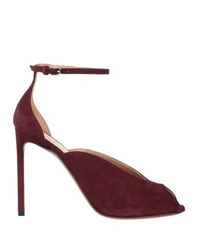 Francesco Russo Woman Sandals Burgundy Size 6 Calfskin In Red