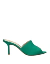 Francesco Russo Woman Sandals Emerald Green Size 7.5 Textile Fibers In Green