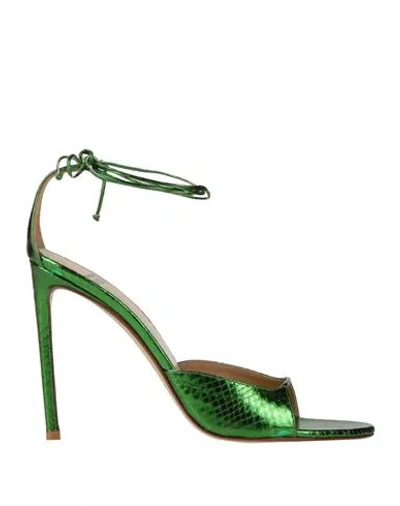 Francesco Russo Woman Sandals Green Size 5.5 Leather