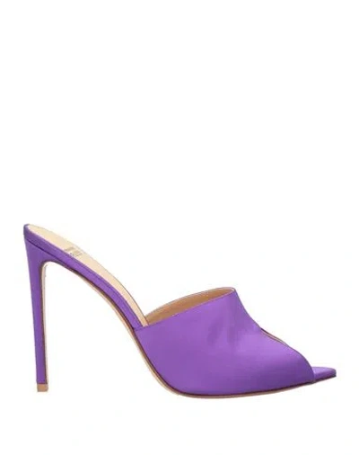 Francesco Russo Woman Sandals Purple Size 5 Textile Fibers