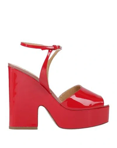 Francesco Russo Woman Sandals Red Size 8 Leather In Red