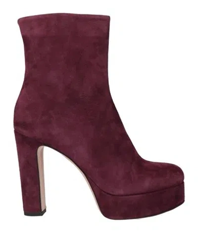 Francesco Sacco Woman Ankle Boots Dark Purple Size 8 Leather