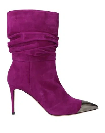 Francesco Sacco Woman Ankle Boots Purple Size 8 Leather