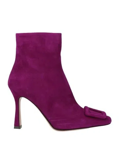 Francesco Sacco Woman Ankle Boots Purple Size 8 Leather