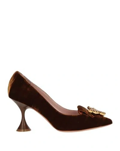Francesco Sacco Woman Pumps Brown Size 6 Textile Fibers