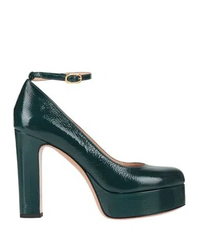 Francesco Sacco Woman Pumps Dark Green Size 8 Leather
