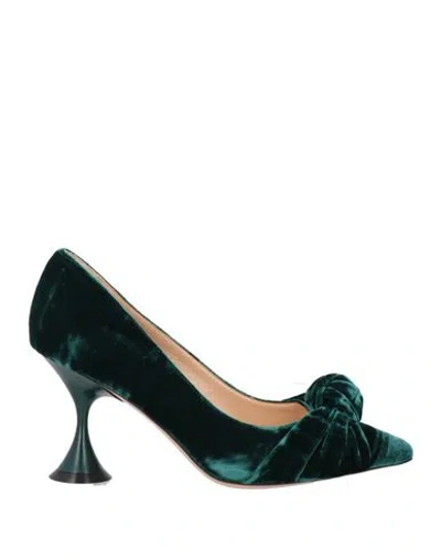 Francesco Sacco Woman Pumps Deep Teal Size 6 Textile Fibers In Green