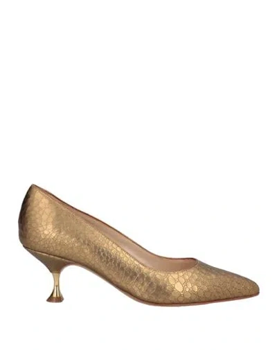 Francesco Sacco Woman Pumps Gold Size 7 Soft Leather