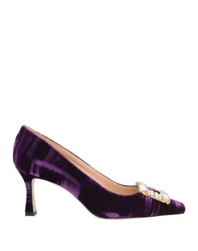 Francesco Sacco Woman Pumps Purple Size 8 Textile Fibers