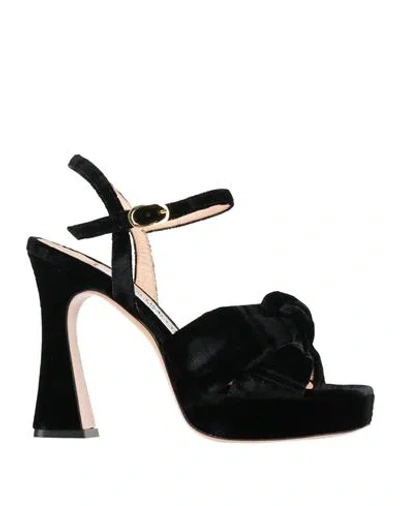 Francesco Sacco Woman Sandals Black Size 8 Textile Fibers