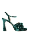 Francesco Sacco Woman Sandals Dark Green Size 10 Textile Fibers