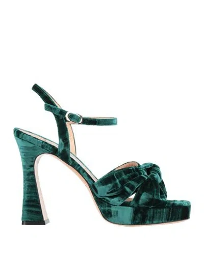 Francesco Sacco Woman Sandals Dark Green Size 10 Textile Fibers