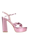 Francesco Sacco Woman Sandals Fuchsia Size 10 Leather In Pink
