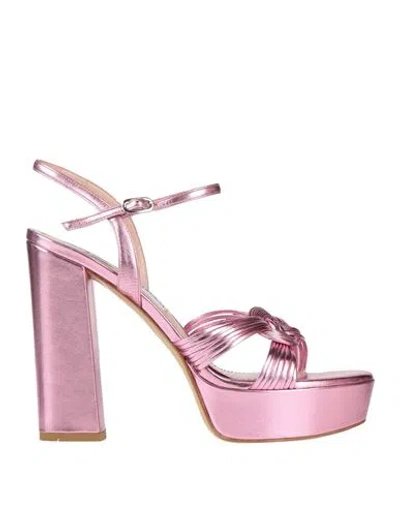 Francesco Sacco Woman Sandals Fuchsia Size 10 Leather In Pink