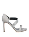 Francesco Sacco Woman Sandals Grey Size 10 Textile Fibers In Grey