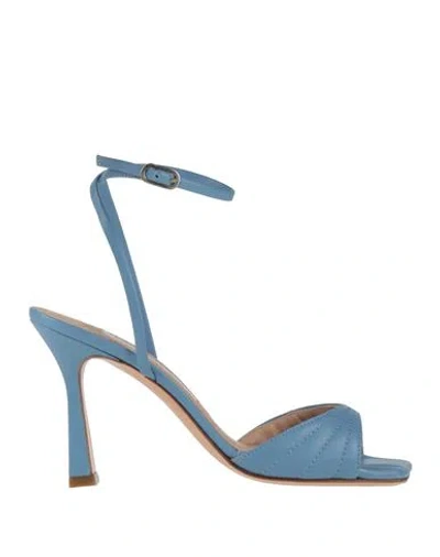 Francesco Sacco Woman Sandals Light Blue Size 8 Leather