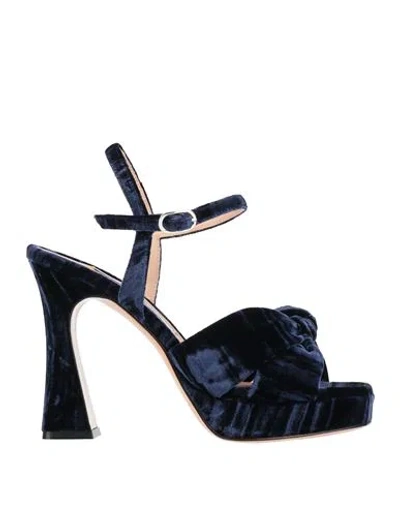 Francesco Sacco Woman Sandals Navy Size 8 Textile Fibers In Blue