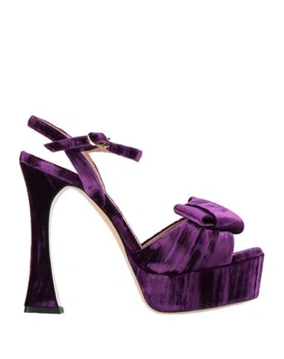 Francesco Sacco Woman Sandals Purple Size 8 Textile Fibers