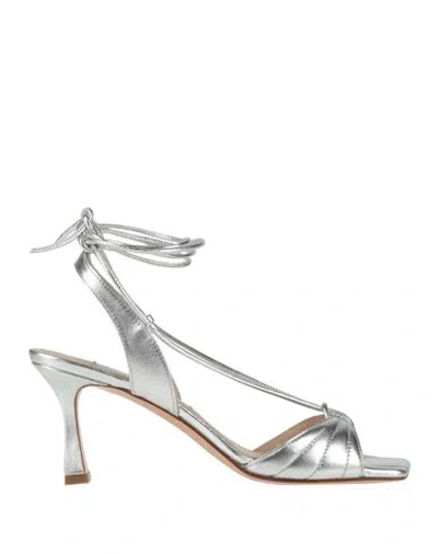 Francesco Sacco Woman Sandals Silver Size 8 Leather