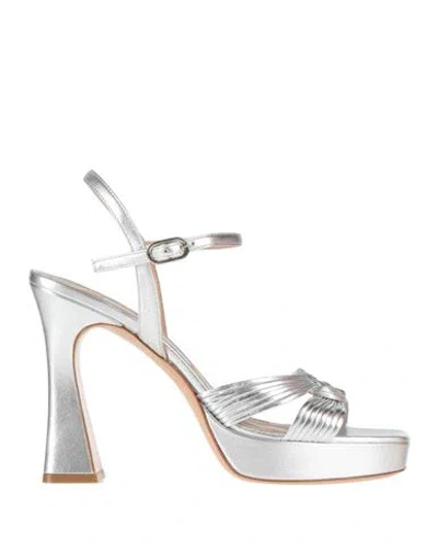 Francesco Sacco Woman Sandals Silver Size 8 Leather
