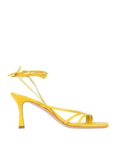 FRANCESCO SACCO FRANCESCO SACCO WOMAN SANDALS YELLOW SIZE 8 LEATHER