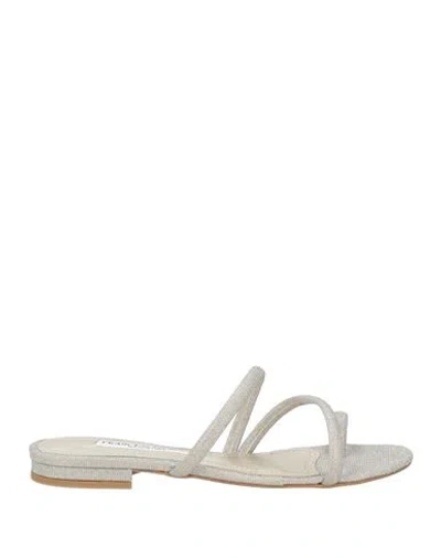 Francesco Sacco Woman Thong Sandal Platinum Size 7 Textile Fibers In Grey