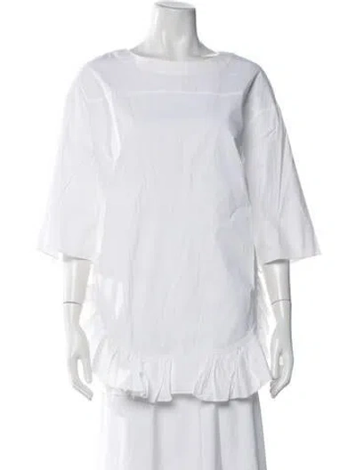 Pre-owned Francesco Scognamiglio Crew Neck Three-quarter Sleeve Top In White