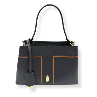 Franchetti Bond Women's Blue Gio Italian Leather Rich Navy & Tan