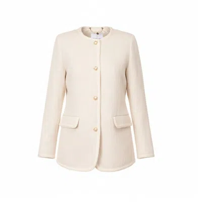 Franchetti Bond Women's Neutrals Mirabella Off White Weave  Long-line Jacket