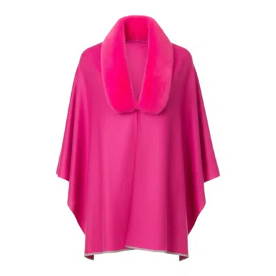 Franchetti Bond Women's Pink Azzura Fuchsia Wrap With Faux Fur Collar
