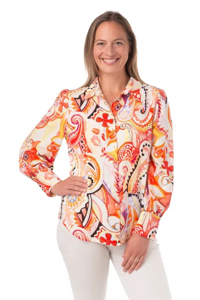 Franchetti Bond Women's Ricciarda Red Paisley Swirl Classic Shirt