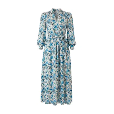 Franchetti Bond Women's Tomassa Blue Garden Floral Occasion Dress