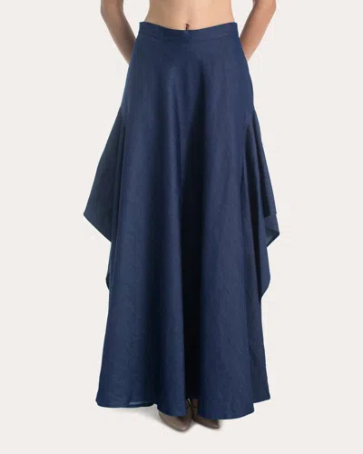 Francisco Arce Women's Carmen Draped Denim Maxi Skirt In Blue
