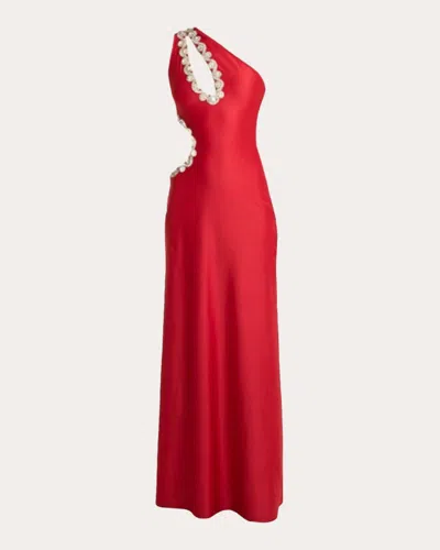 Francisco Arce Women's Hadassa Asymmetric Embellished Cutout Jersey Gown In Red