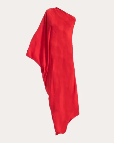 Francisco Arce Women's Rok Asymmetric Cape-effect Silk-chiffon Gown In Red